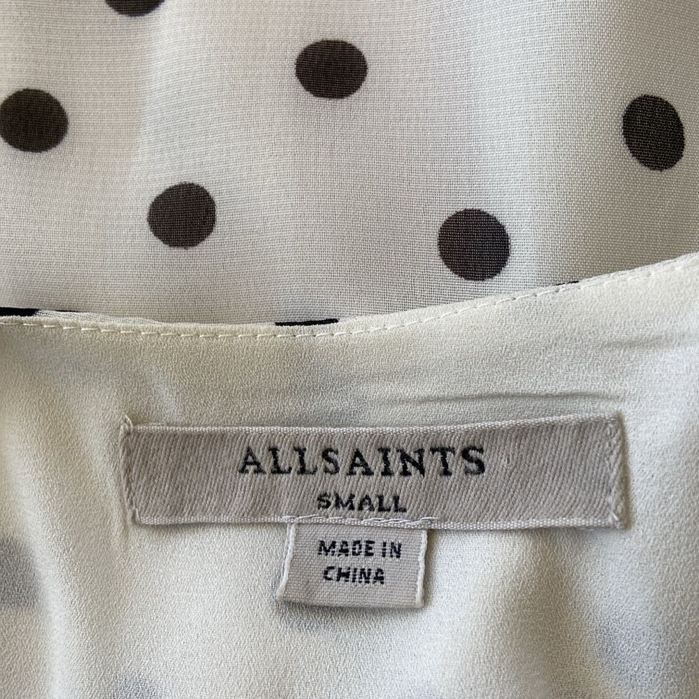 All Saints Dress Krystal Dot Wrap Ruffle White Black NWOT Sz Sm - Picture 8 of 8